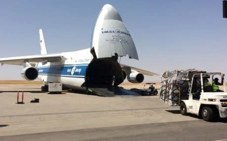 Austrian aid for refugees in Kurdistan is loaded off a plane in Erbil. Photo: Rudaw