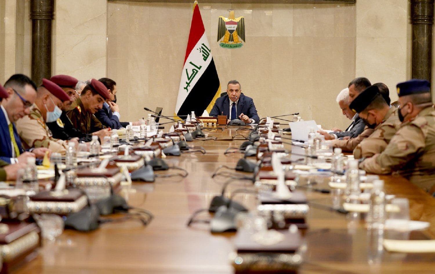 Iraqi Prime Minister Mustafa al-Kadhimi chairs a meeting of his national security council in Baghdad on November 17, 2021. Photo: handout/Iraqi PM office