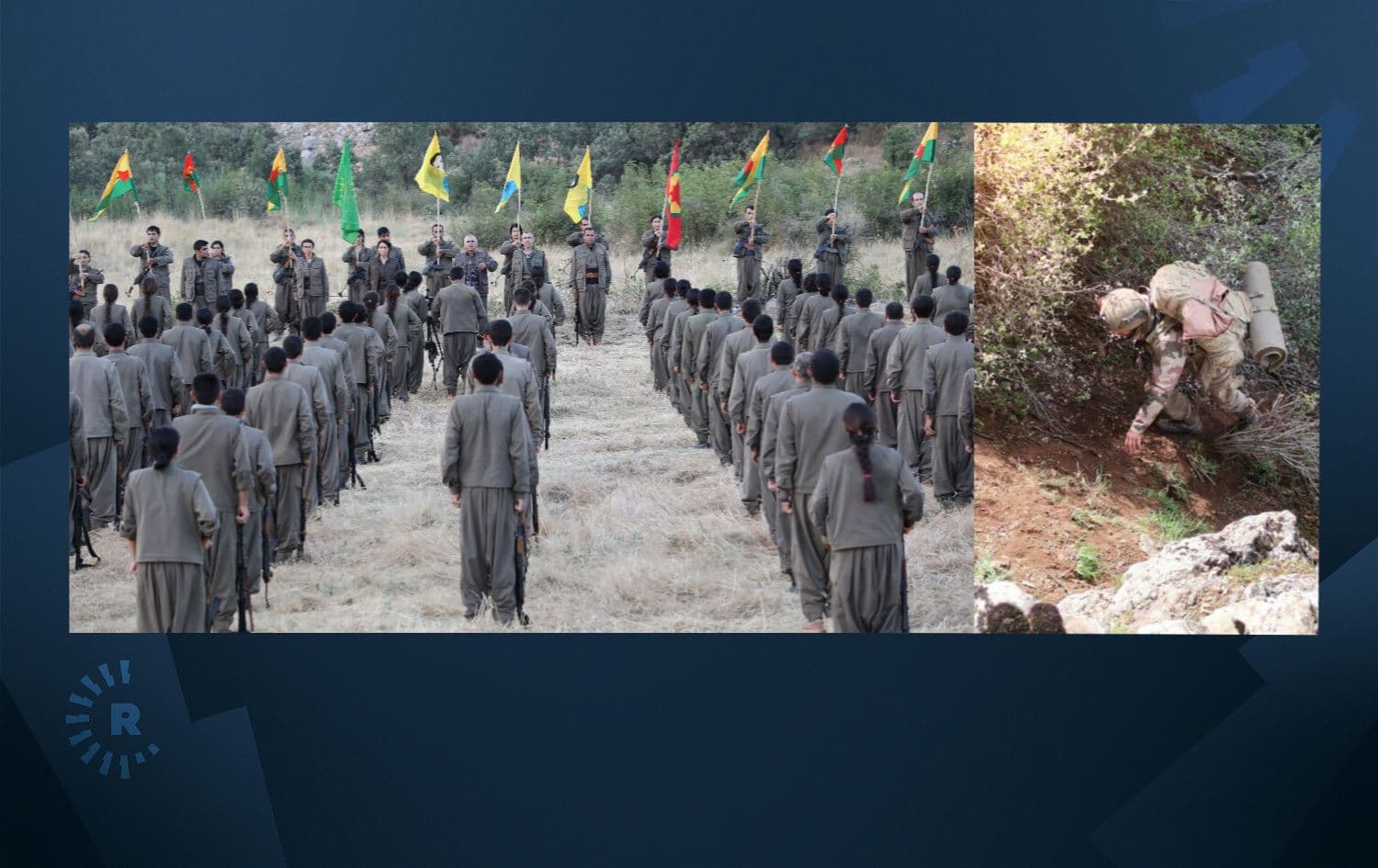 From left: file photos of PKK fighters and Turkish soldier. credit: handout 