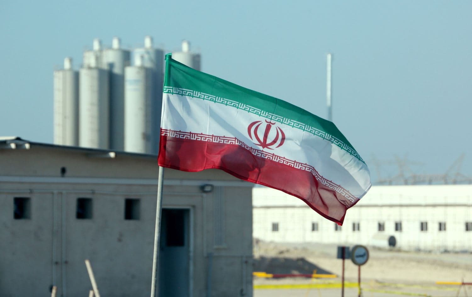 An Iranian flag at Iran’s Bushehr nuclear power plant. Photo: AFP