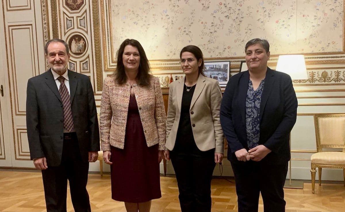 Swedish FM Anne Linde (second from right) meeting with SDC's Elham Ahmed (second from right). Date: December 10, 2021. Photo: Linde/Twitter