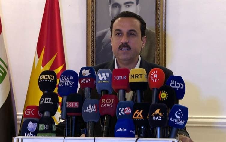 Erbil governor Omed Khoshnaw speaking at a press conference on December 19, 2021. Photo: Rudaw