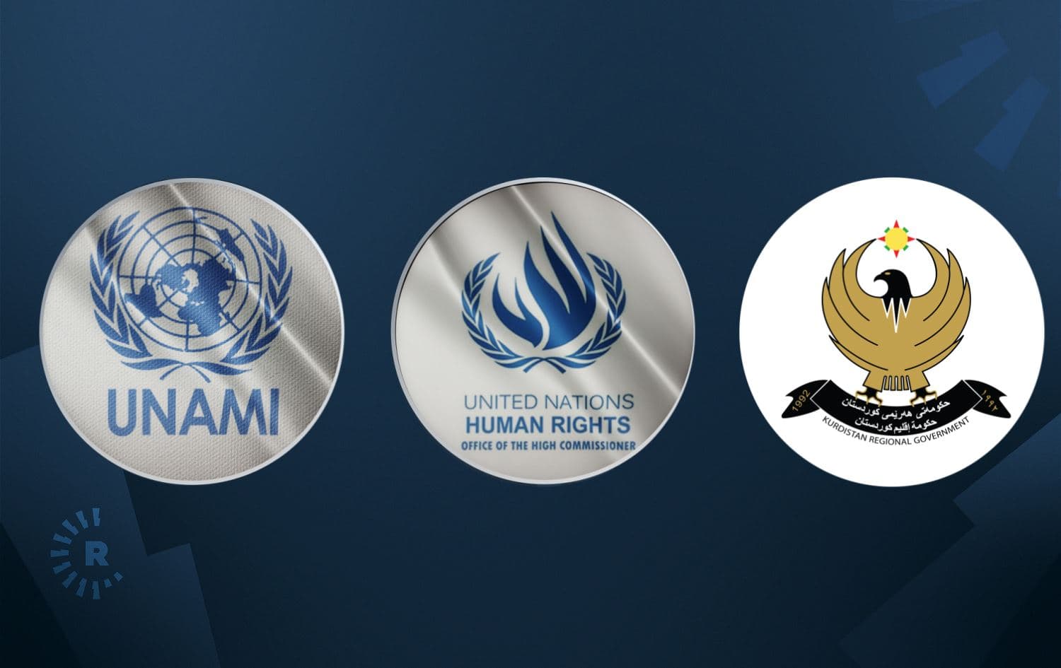 From left: UNAMI, OHCHR and KRG logos. Graphic: Rudaw