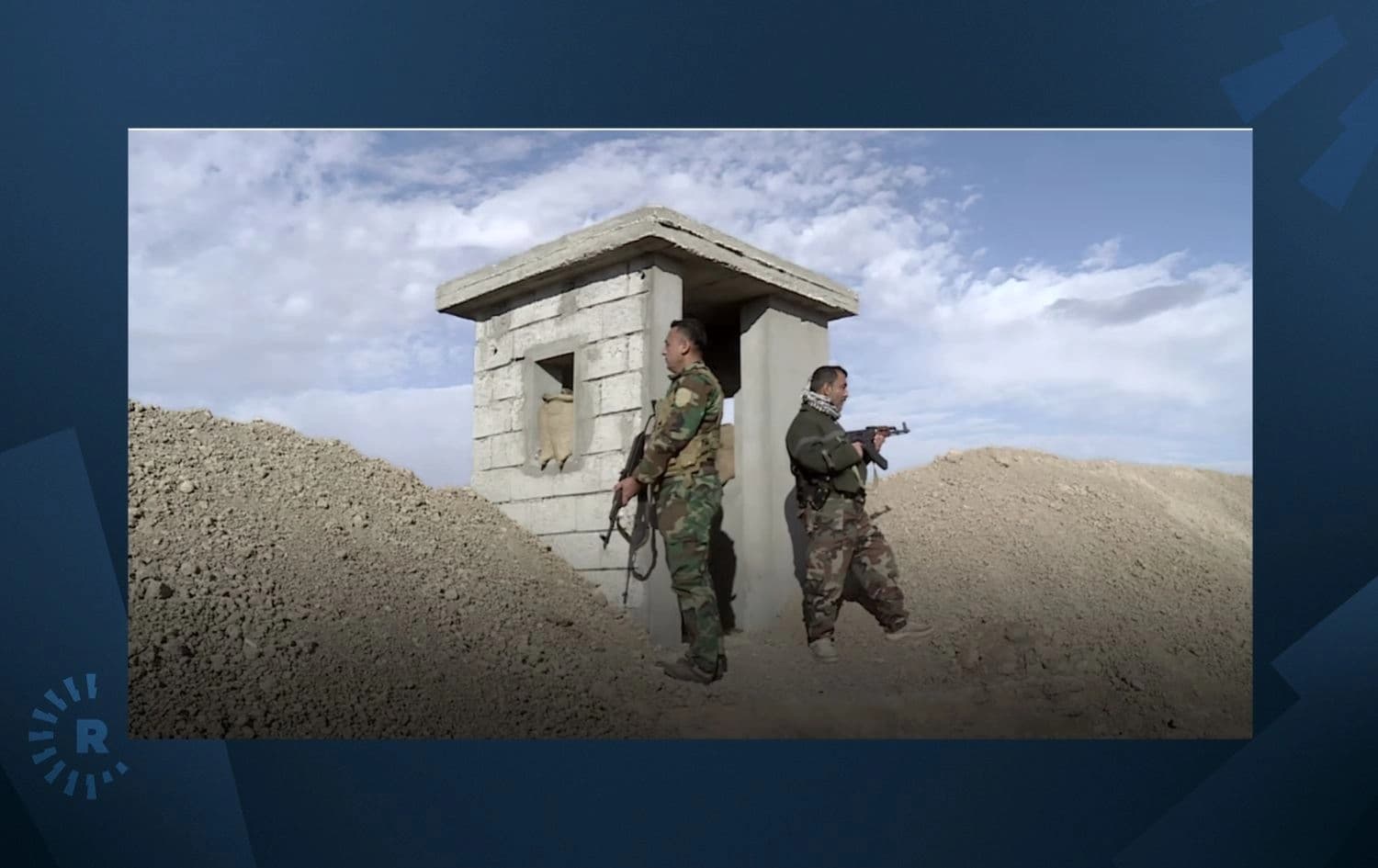 Peshmerga fighters patrolling an outpost in the disputed territories on December 3, 2021. Photo: Rudaw