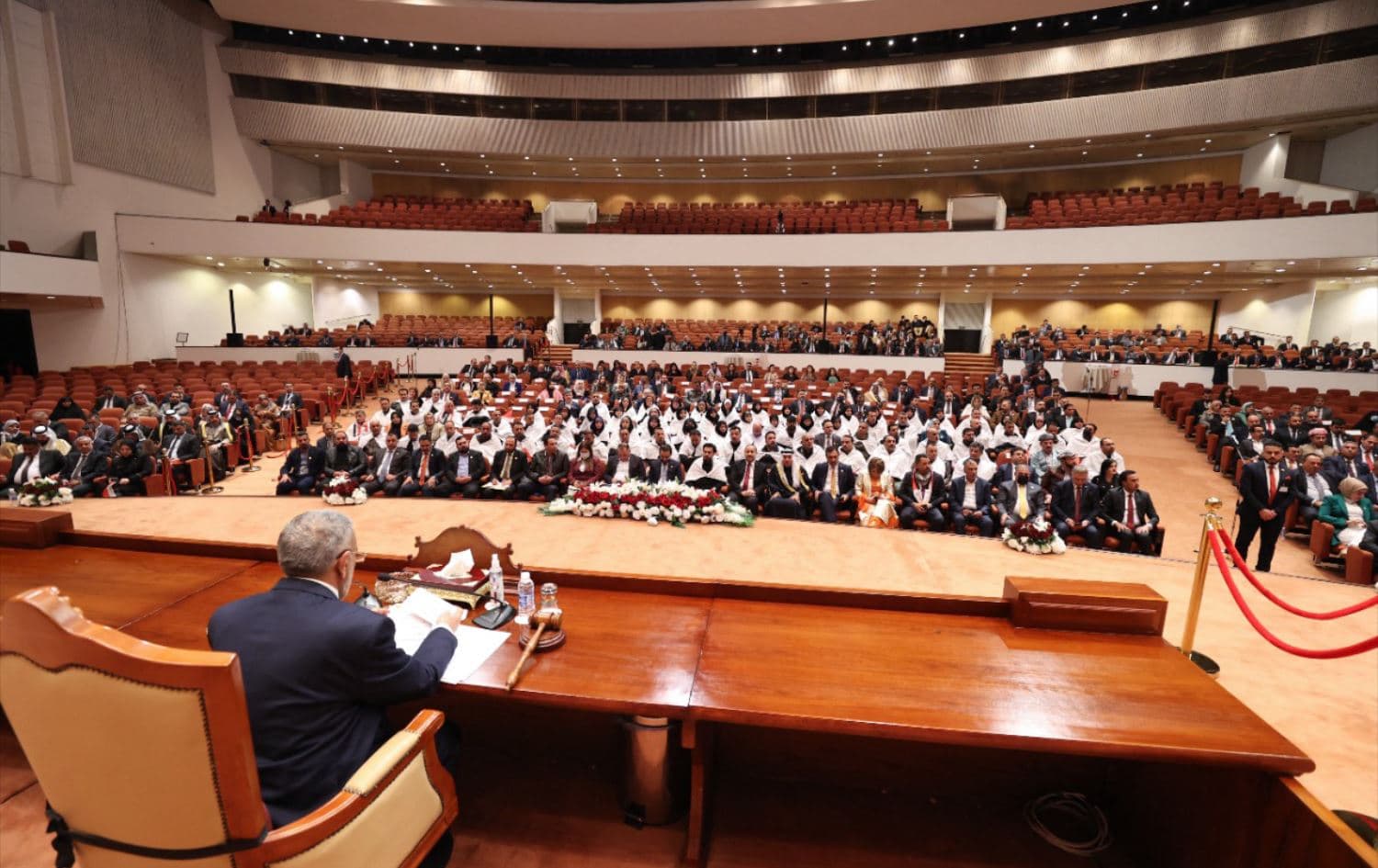 A handout picture released by Iraq's Prime Minister's Media Office showing Iraqi lawmakers attending the inaugural session of the parliament in Baghdad, on January 9, 2022. Photo: Iraqi Prime Minister's Press Office/AFP