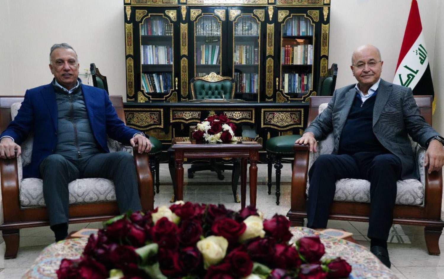 Iraqi President Barham Salih meets with the country's Prime Minister Mustafa al-Kadhimi on January 22, 2022. Photo: Iraqi Presidency's office/Twitter