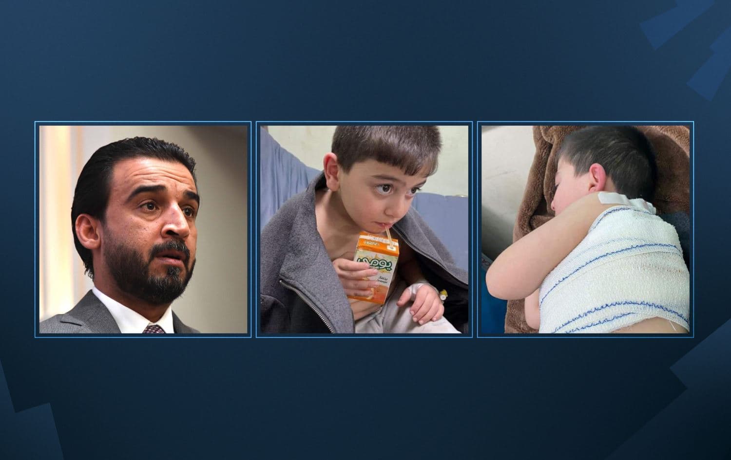 Mohammed al-Halbousi (left) and the young child (right) injured in the attack on January 25, 2022. Photo: AFP/Mohammed al-Halbousi Twitter