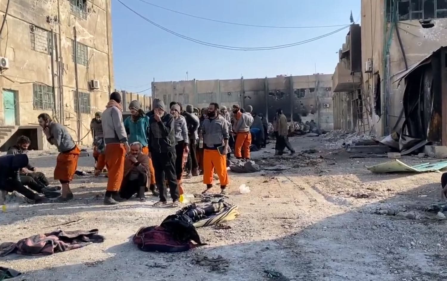 Re-captured ISIS militants in Hasaka province on January 26, 2022. Photo: SDF Media