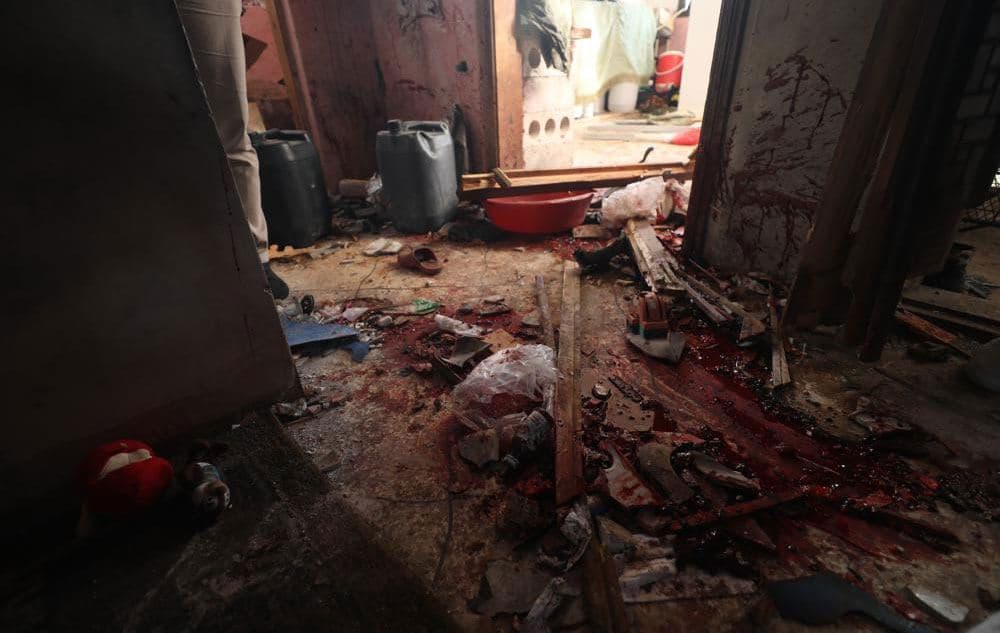 Blood covers the floor of a destroyed house in the Syrian town of Atmeh in Idlib province, northwest Syria, following the successful attack on the leader of ISIS by US special forces on February 3, 2022. Photo: AP/Ghaith Alsayed