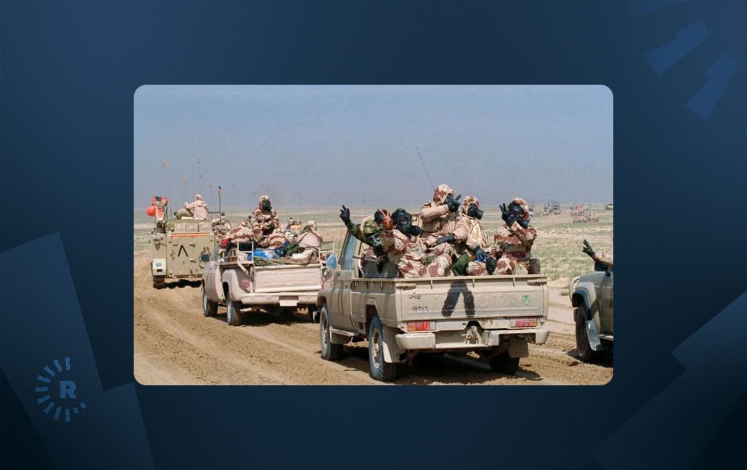 Kuwaiti troops wearing protective gear and gas masks in 1991. File photo: Laurent Rebours/AP