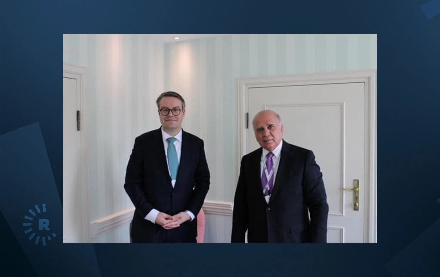 German Deputy Foreign Minister Tobias Lindner (left) with Iraqi Foreign Minister Fuad Hussein (right) in Vienna on 19 February, 2021. Photo: Iraqi Foreign Ministry