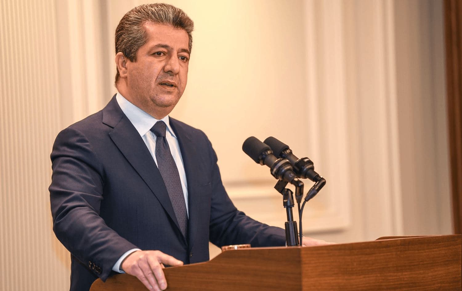 Kurdistan Region Prime Minister Masrour Barzani addressing the situation in the Kurdistan Region on March 3, 2022. Photo: KRG 