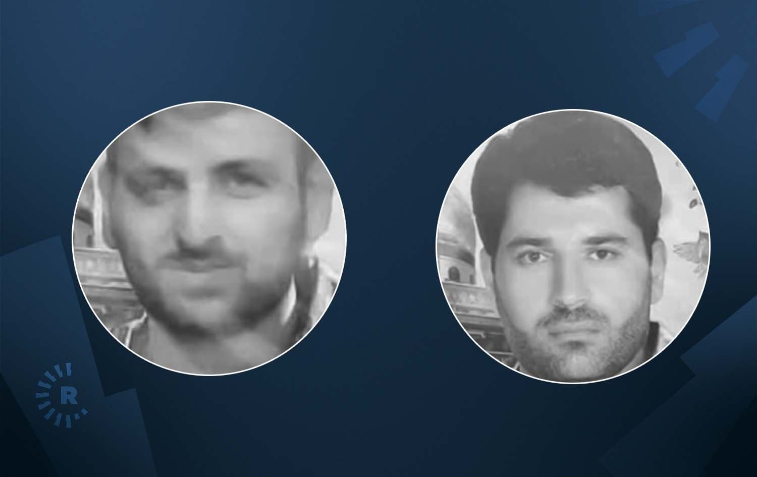IRGC members Morteza Saeednejad (left) and Ehsan Karabalipour (right) were killed in an attack on Syria on March 7, 2022. Photo: Fars News; Graphic: Rudaw