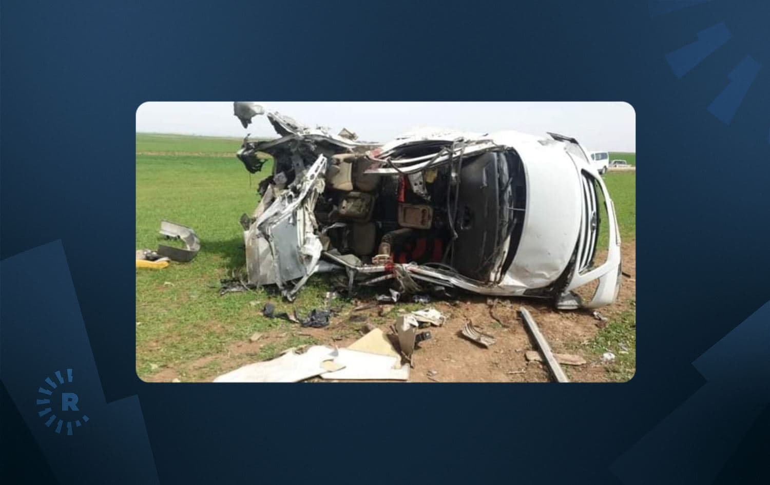 The vehicle that was targeted by a suspected Turkish drone in Haska's Tribespiye on April 1, 2022. Photo: handout 