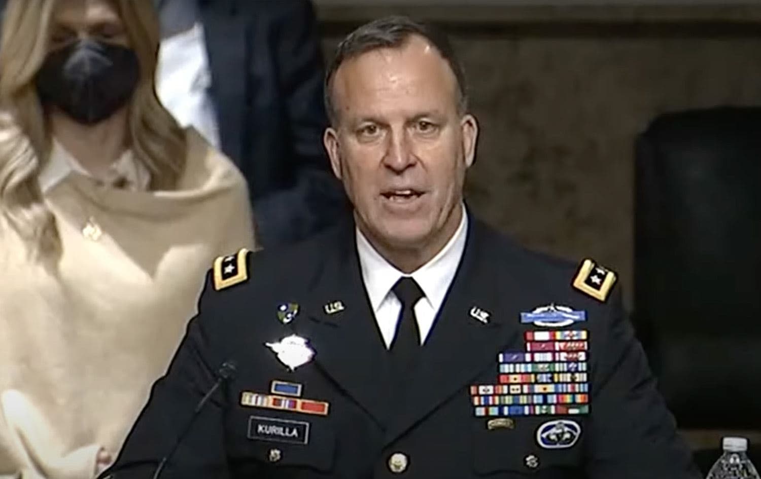 General Michael "Erik" Kurilla speaking during a hearing at a Senate Armed Service Committee on February 8, 2022. Photo: PBS