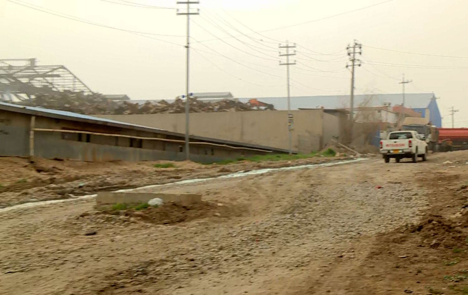 The Master Steel iron factory seen from a distance in the aftermath of the explosion on April 9, 2022. Photo: Rudaw