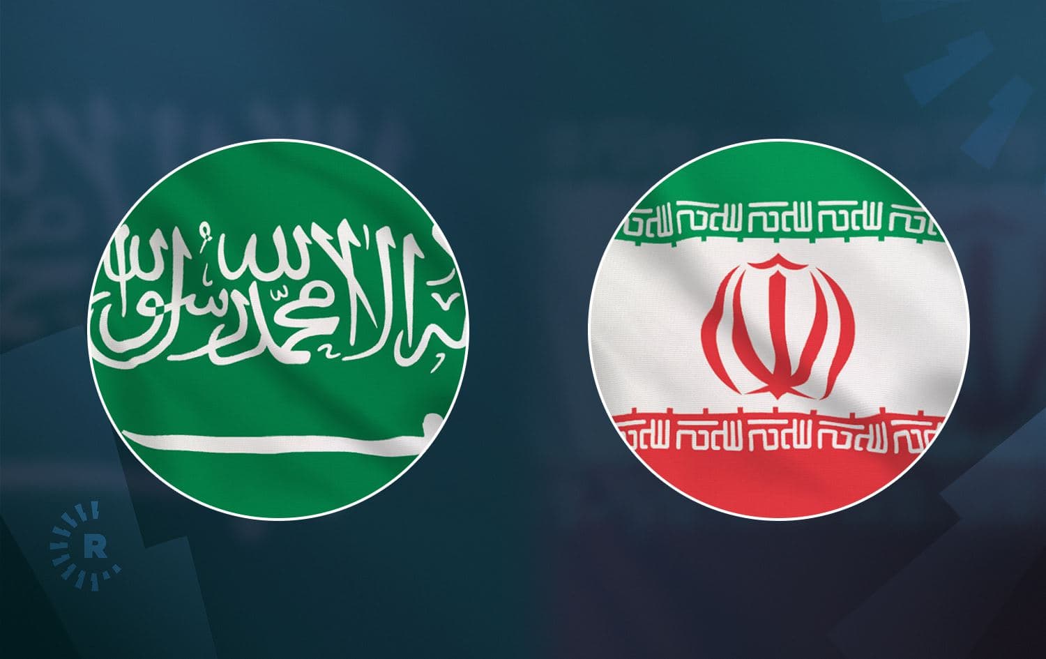 The flag of Saudi Arabia (left) and Iran (right). Graphic: Rudaw