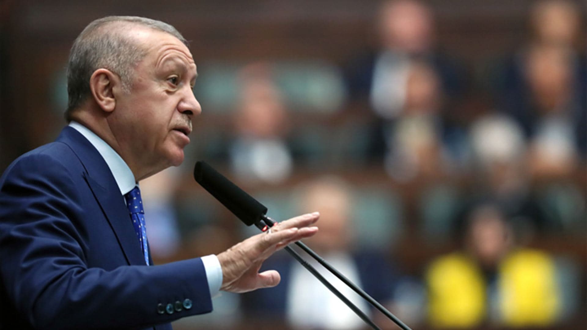 Turkish President Recep Tayyip Erdogan speaking in Turkey's parliament on May 18, 2022. Photo: Turkish presidency