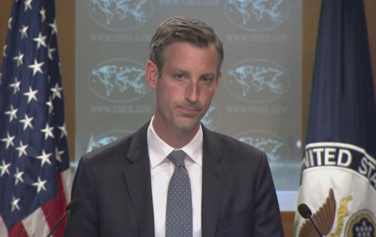 US State Department Spokesperson Ned Price during his daily press briefing in Washington DC, on May 24, 2022. Photo: US State Department/Screenshot