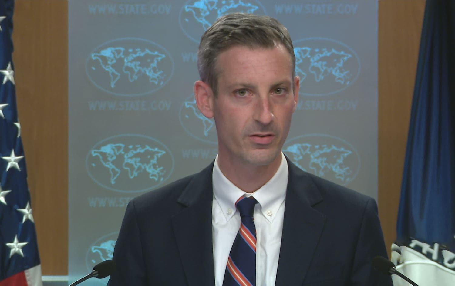 US State Department Spokesperson Ned Price during his daily press briefing in Washington DC, on May 25, 2022. Photo: US State Department/Screenshot