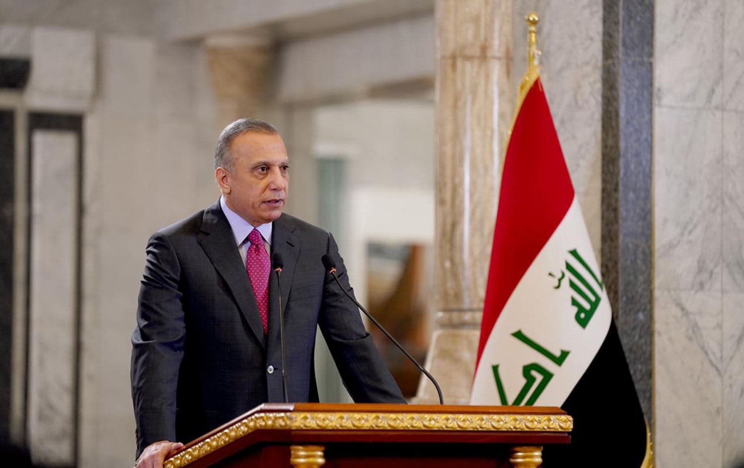 Iraqi Prime Minister Mustafa al-Kadhimi speaking during a press conference on June 7, 2022. Photo: PM Kadhimi's office
