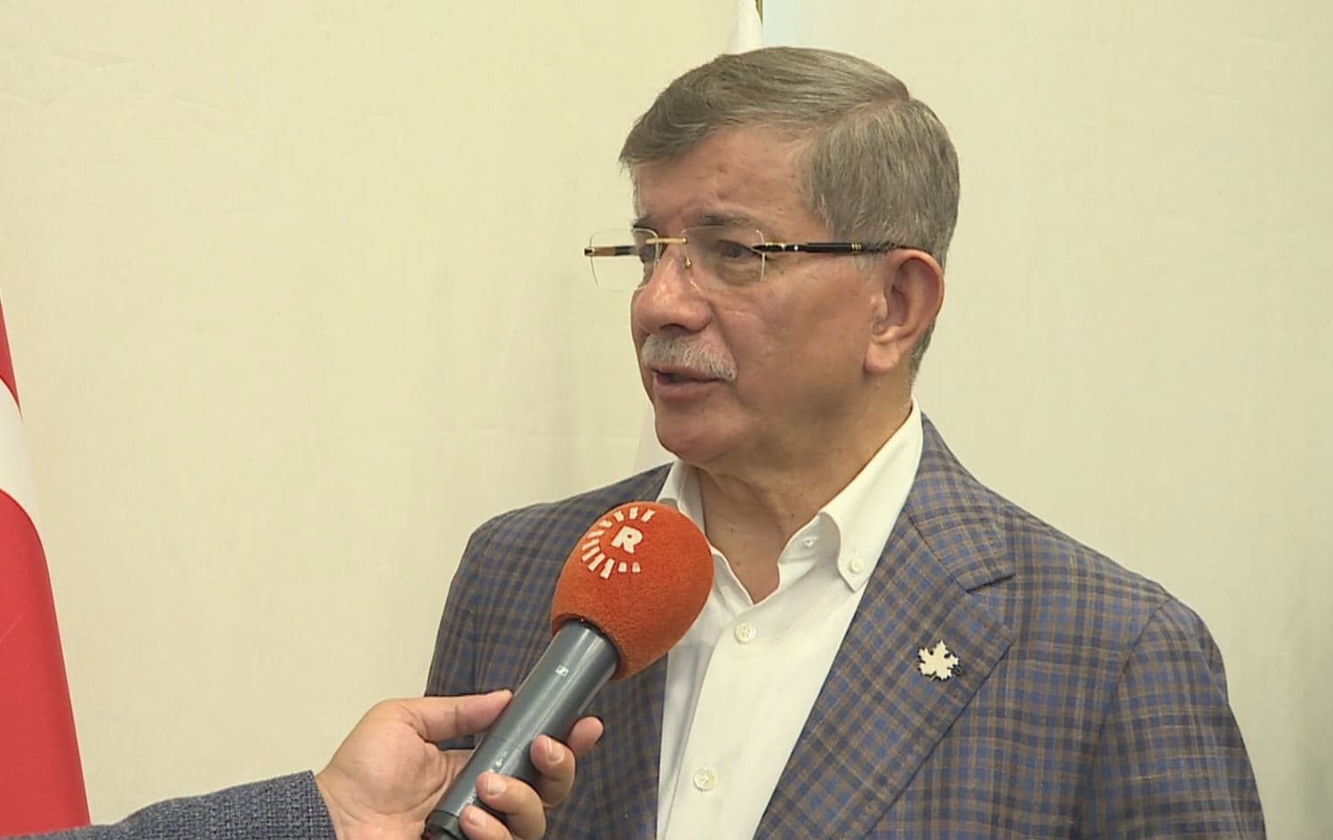 Ahmet Davutoglu, former Turkish PM and leader of the Future Party, speaking to Rudaw on June 12, 2022. Photo: Rudaw