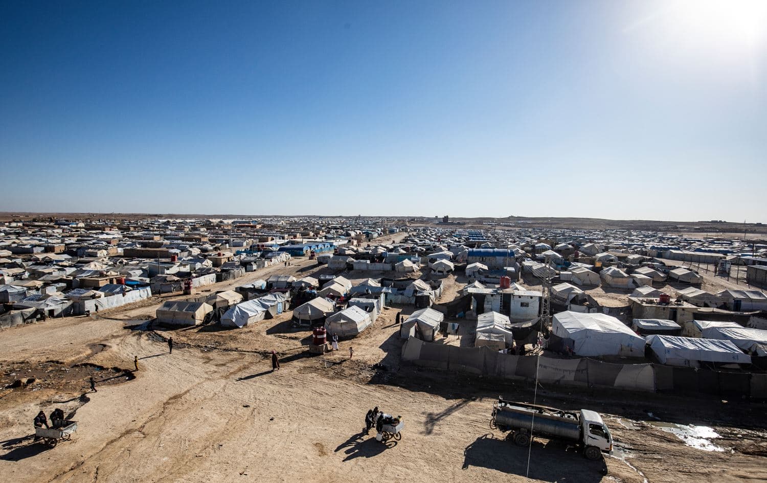 Aerial view of al-Hol camp on December 6, 2021. Photo: Delil Souleiman/ AFP