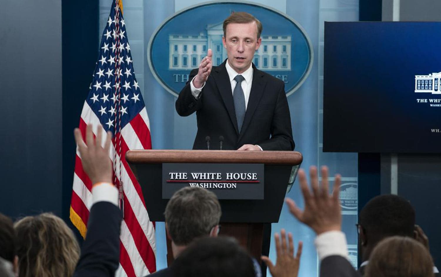 US National Security Adviser Jake Sullivan speaks during a press briefing on July 11, 2022 in Washington. Photo: Evan Vucci/AP 