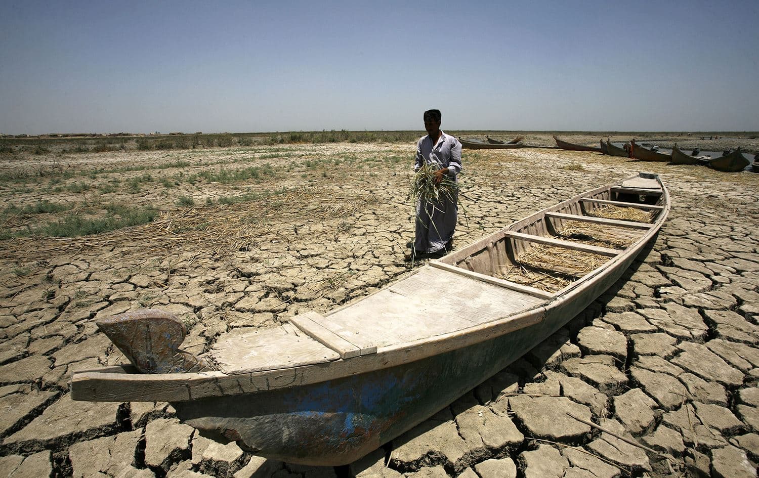 The dry marsh of Chibayish near the southern Iraqi city of Nasiriyah. Photo: Haidar Hamdani/AFP