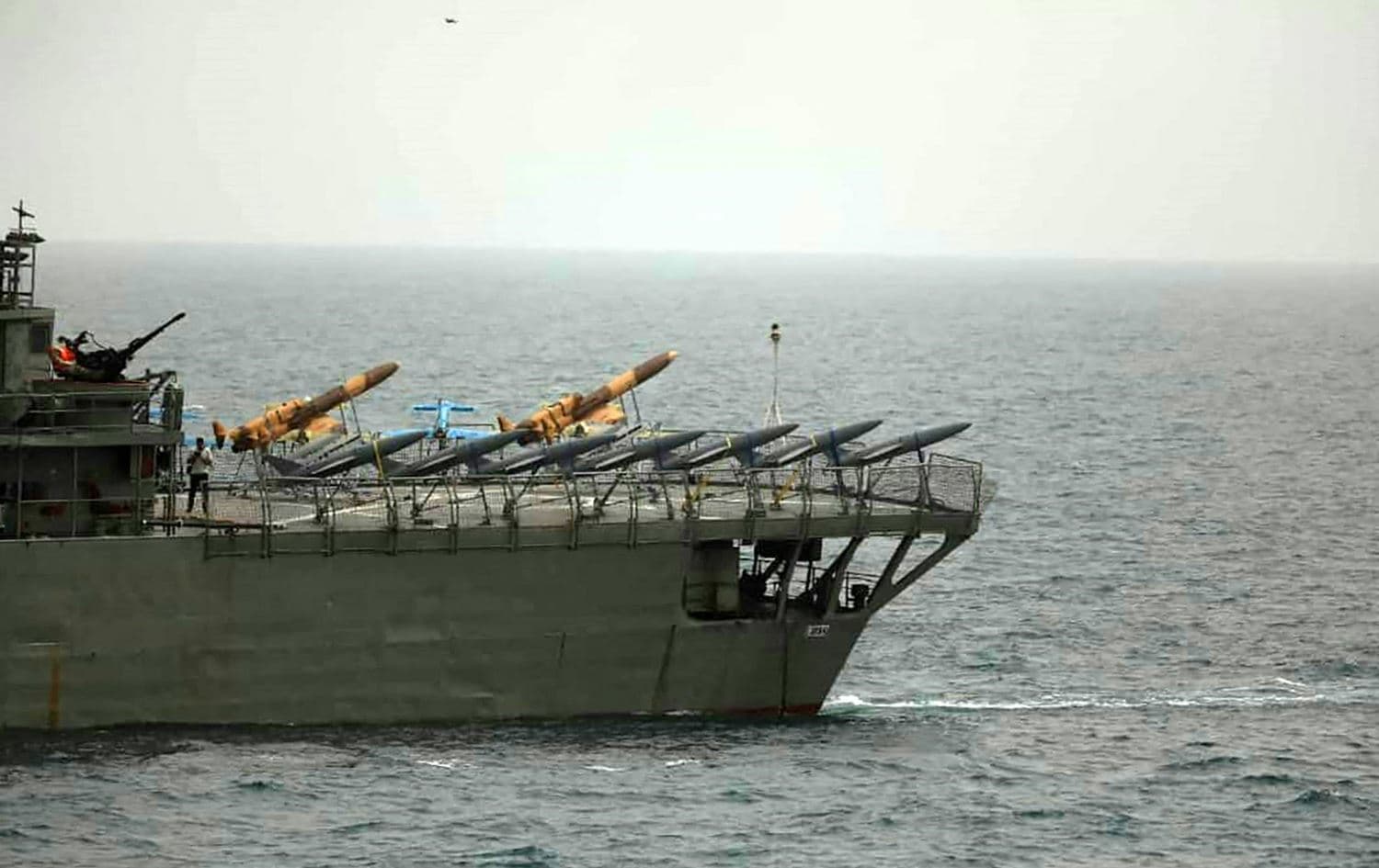 Iranian naval forces unveiling the country's first drone carrier fleet on July 15, 2022. Photo: Iranian army's office/AFP