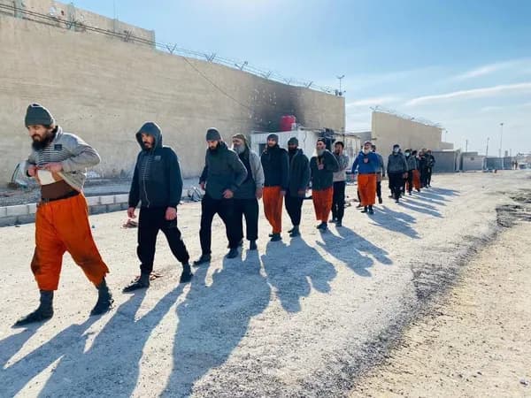 The suspected ISIS fighters who were recaptured in January 2022 days after their prison break in Hasaka, Rojava. Photo: SDF