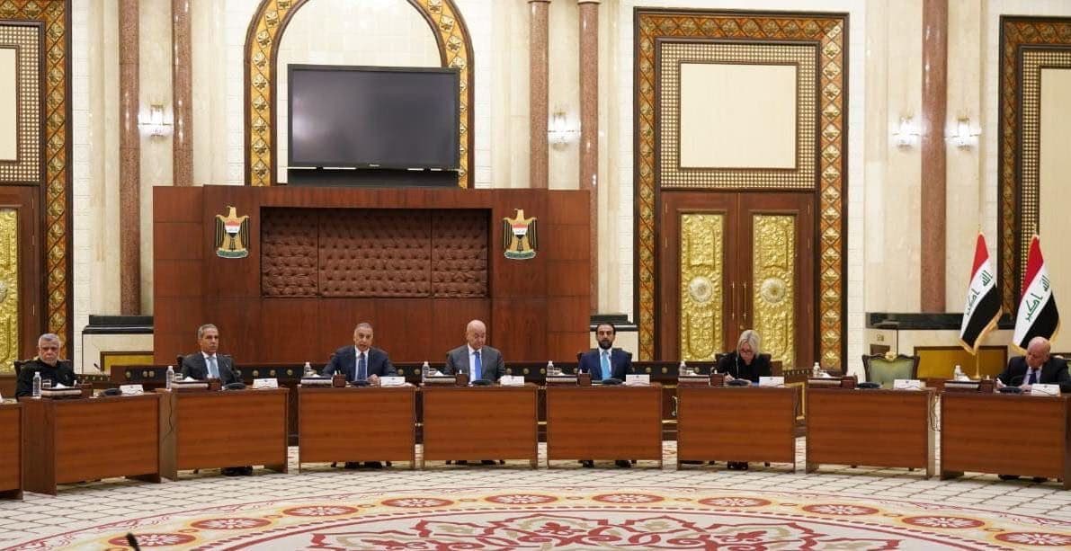 A handout photo from the "national dialogue" at the Iraqi PM's office in Baghdad on August 17, 2022. Credit: Kadhimi's office