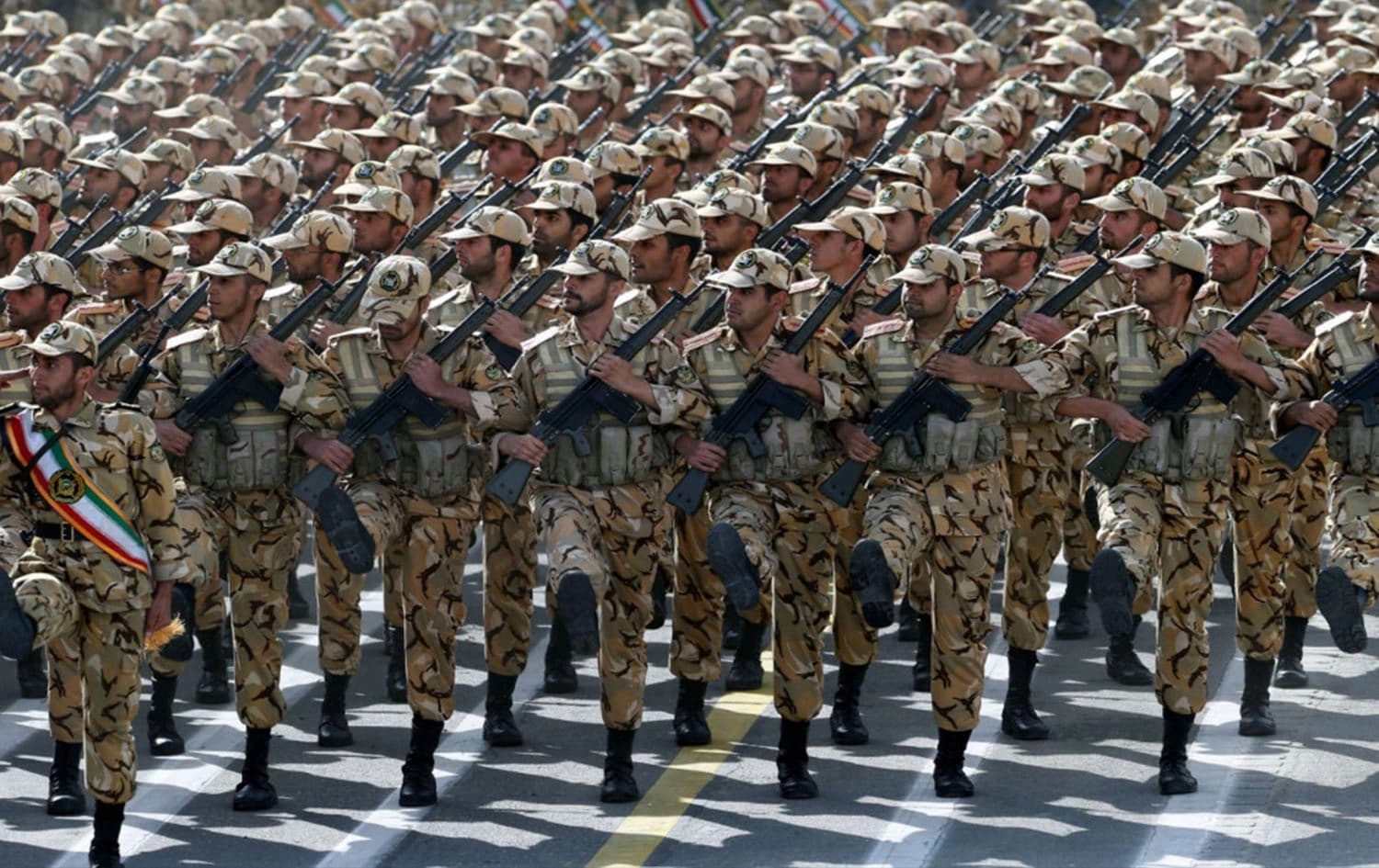 Members of Iran’s Islamic Revolutionary Guard Corps (IRGC) marching. Photo: handout/AFP