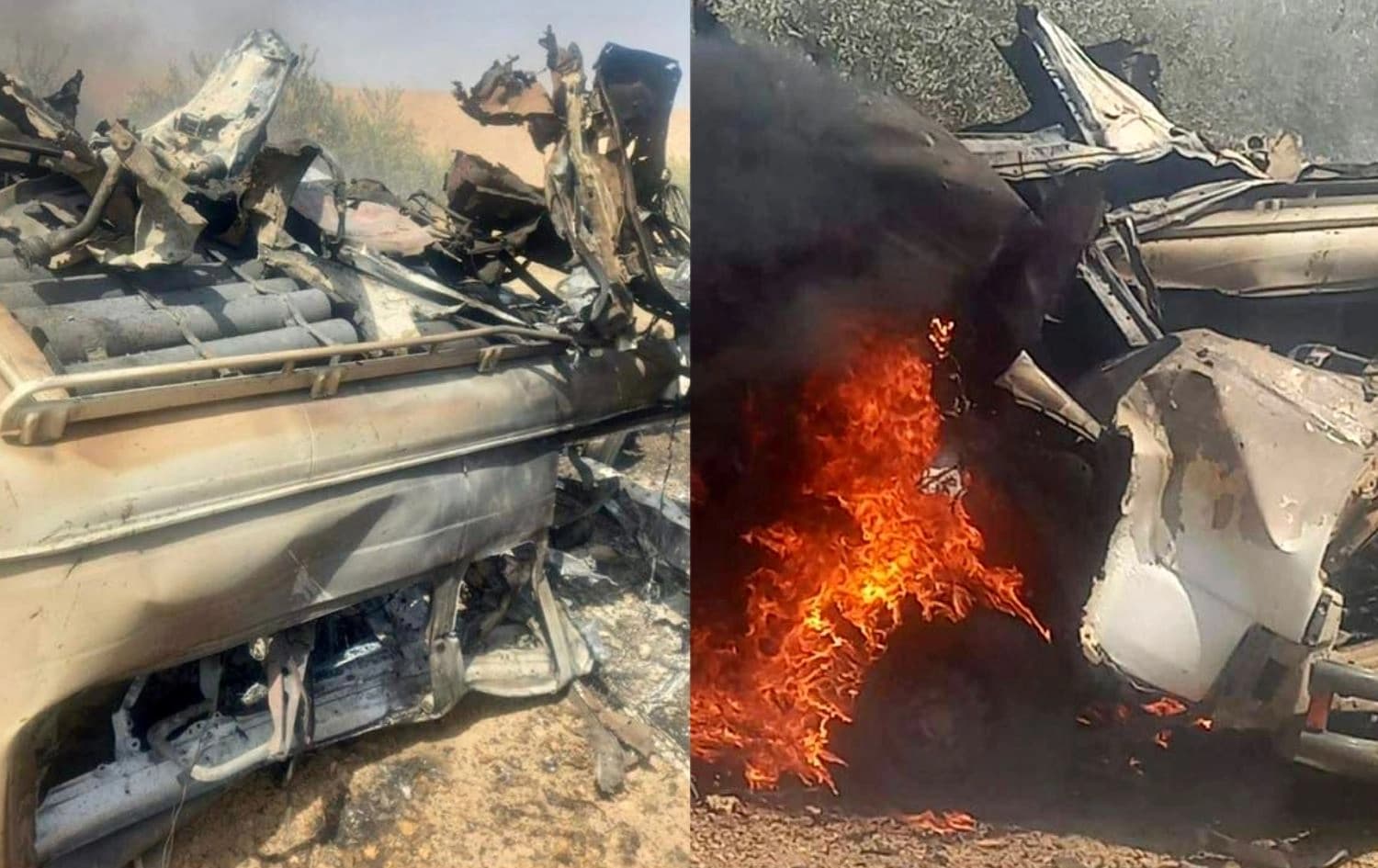 Aftermath of the rocket attack on Zilkan military base on August 25, 2022. Photo: CTD