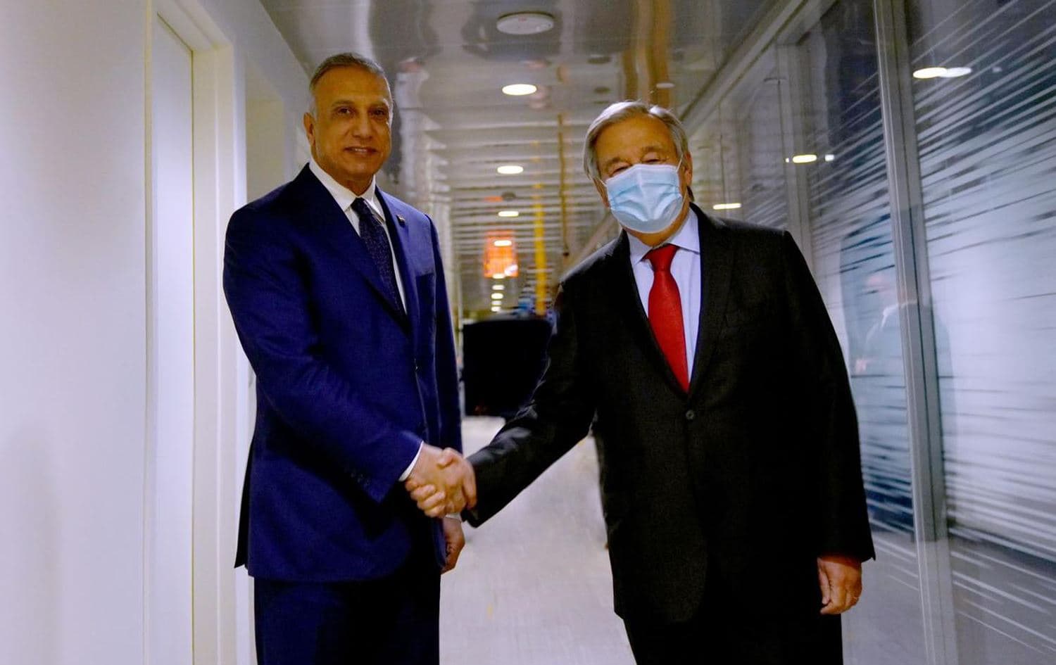 Iraqi PM Mustafa al-Kadhimi and UN Secretary-General Antonio Guterres meeting on the sidelines of the UNGA in New York City. Photo: PM Kadhimi's office