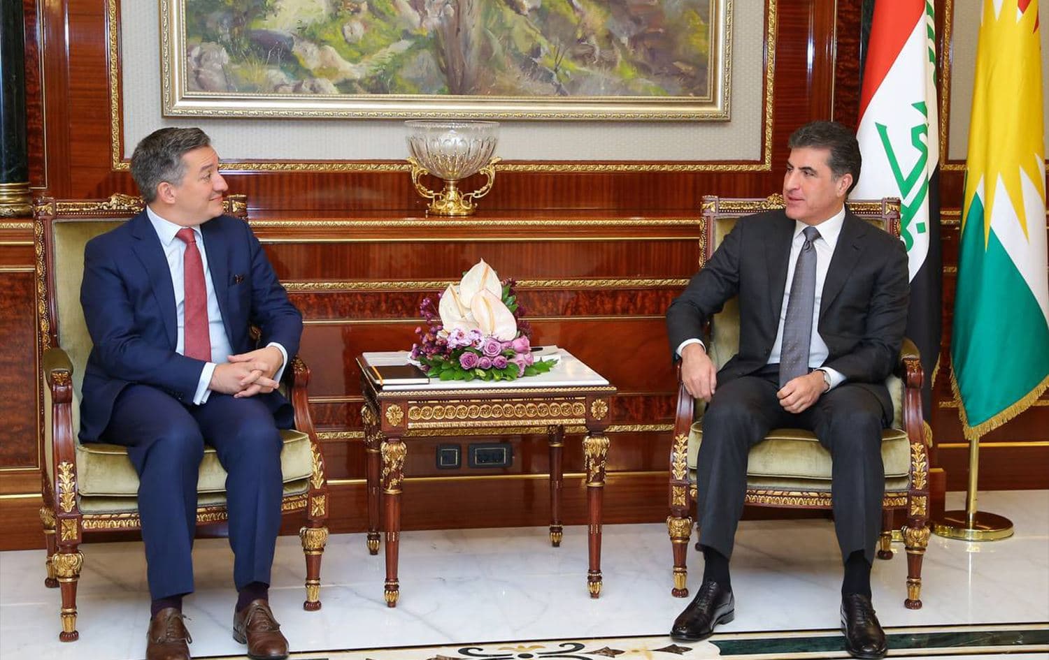 Kurdistan Region President Nechirvan Barzani meeting with US envoy for Syria Nicolas Granger on October 5, 2022. Photo: Office of the President