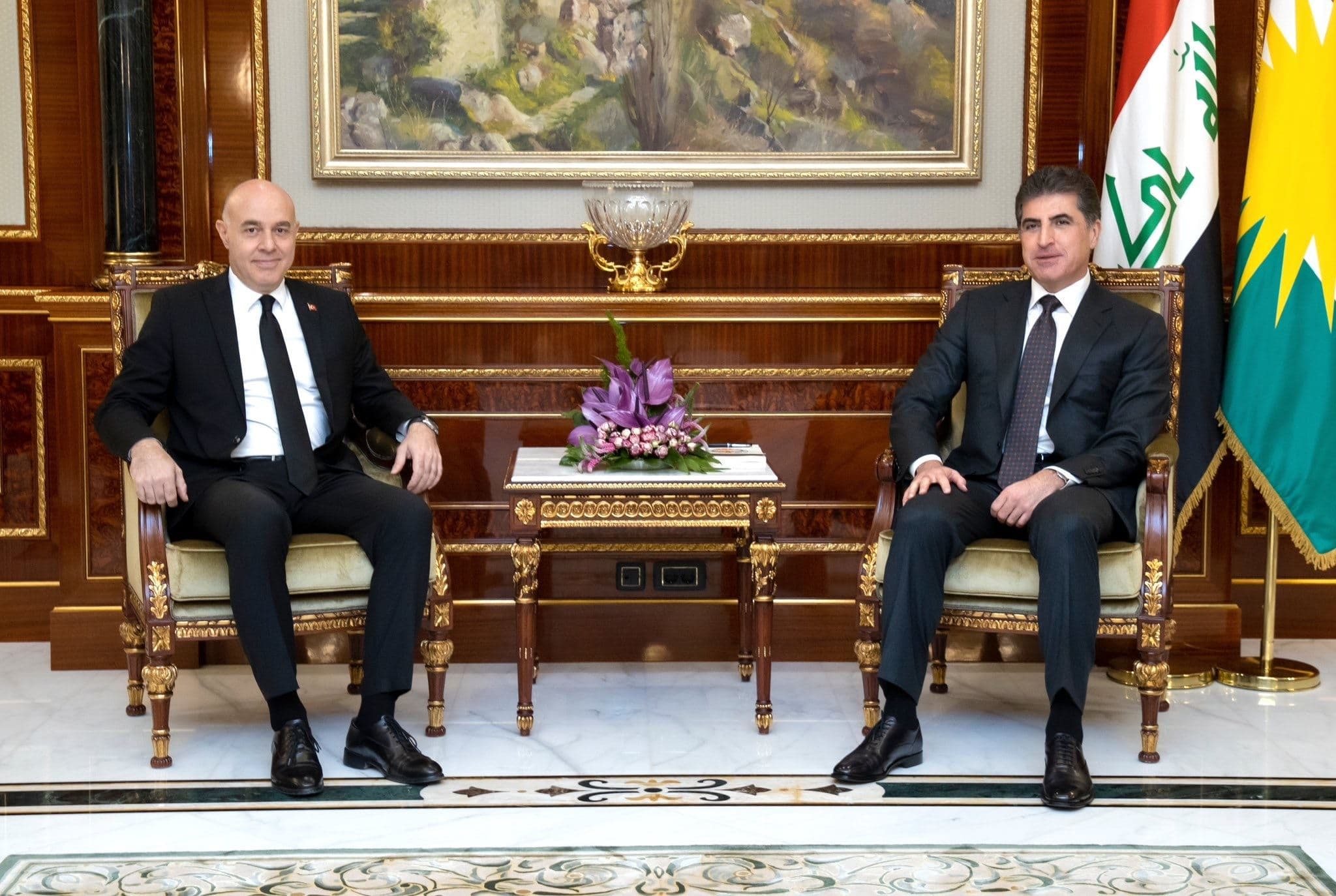 President Nechirvan Barzani (right) received Turkish Ambassador Ali Riza Guney in Erbil on October 10, 2022. Photo: Barzani's office 