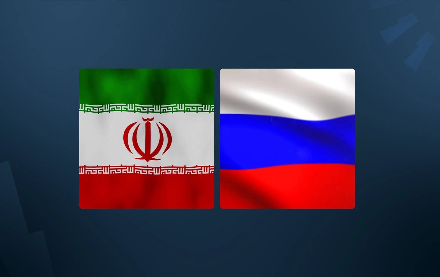 Iranian and Russian flags. Graphic: Rudaw