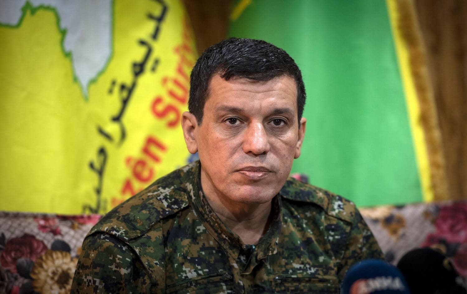 Mazloum Abdi, General Commander of the SDF, gives a press conference near Hasaka, northeast Syria on October 24, 2019. File photo: AFP