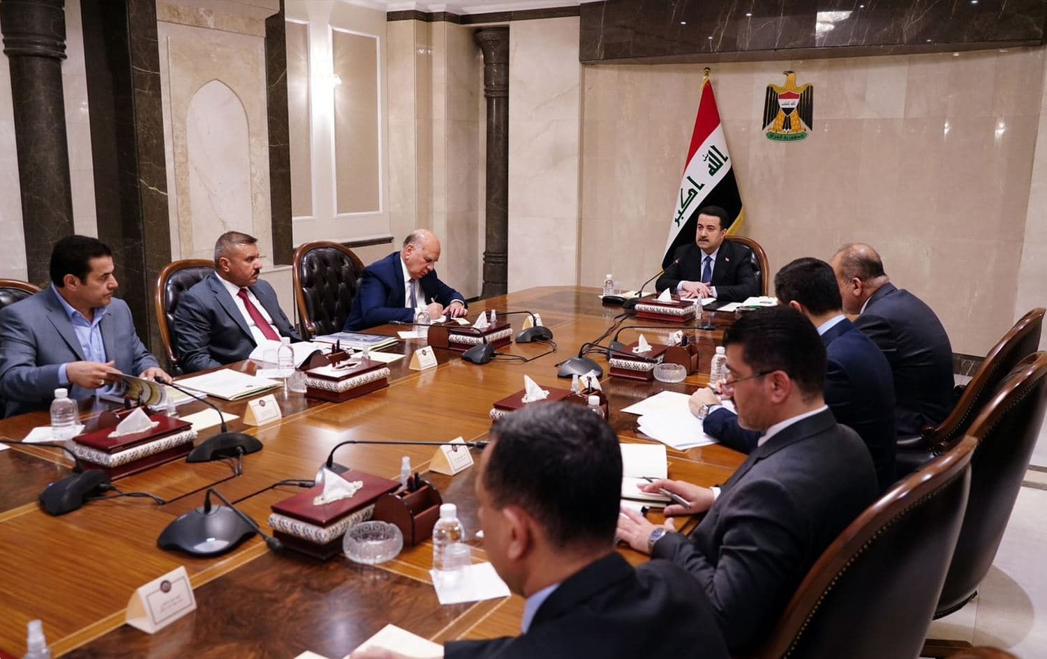 Iraqi Prime Minister Mohammed Shia' al-Sudani chairing a National Security Council meeting on November 23, 2022. Photo: INA