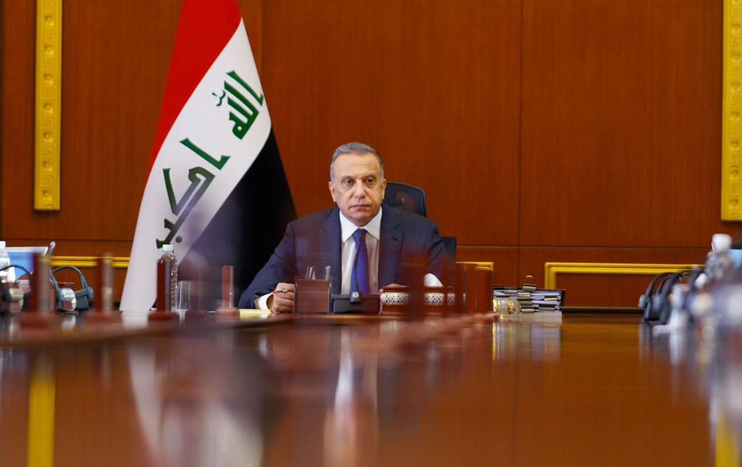 Former Iraqi PM Mustafa al-Kadhimi during a meeting of the council of minister on October 4, 2022. Photo: PM's office