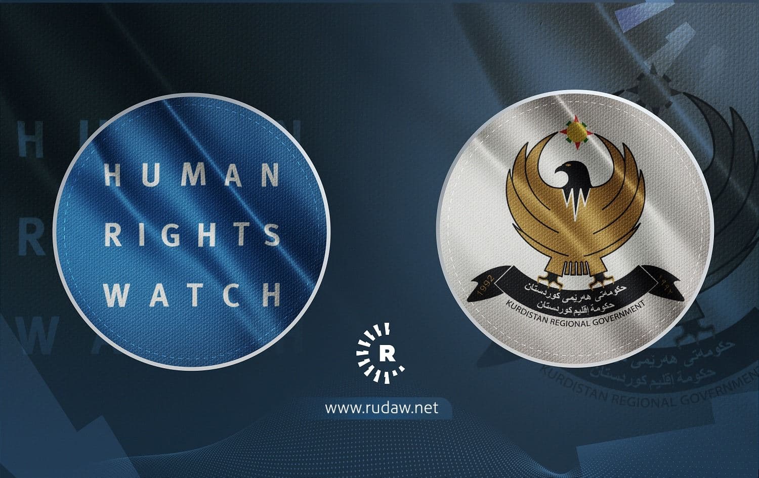 Human Rights Watch (HRW) and Kurdistan Regional Government (KRG) logos. Graphic: Rudaw