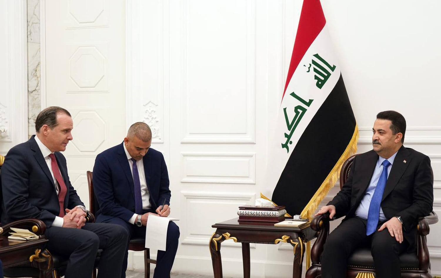 Iraqi Prime Minister Mohammed Shia' al-Sudani (right) meeting Brett McGurk, the White House Coordinator for the Middle East and North Africa (left), in Baghdad on January 16, 2023. Photo: Sudani's office