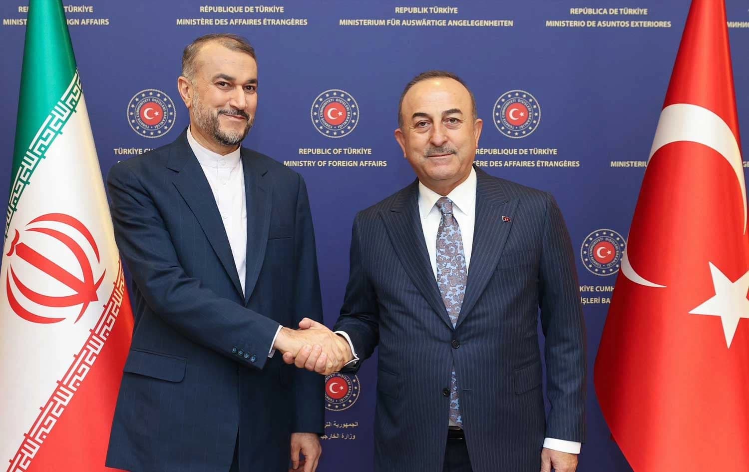 From left: Iranian Foreign Minister Hossein Amir-Abdollahian and his Turkish counterpart Mevlut Cavusoglu meeting in Ankara. Date: January 17, 2023. Photo: Turkish foreign ministry 