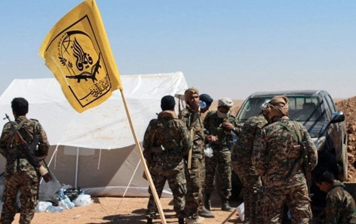 The Iranian-backed Afghan Fatimiyoun militia in Syria's eastern Deir ez-Zor province. Photo: SOHR