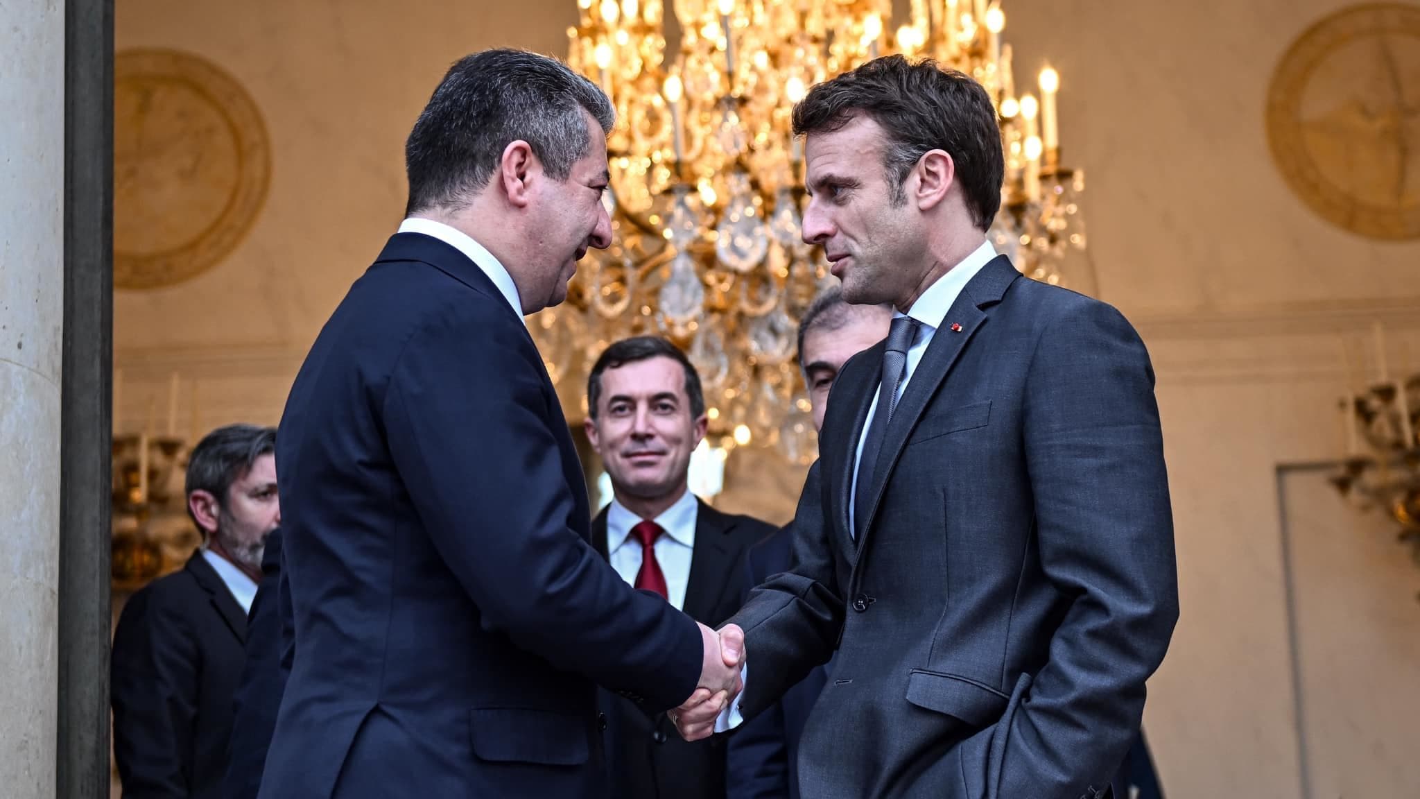 The KRG delegation was received by Macron at the Elysee Palace on February 16, 2023. Photo: KRG