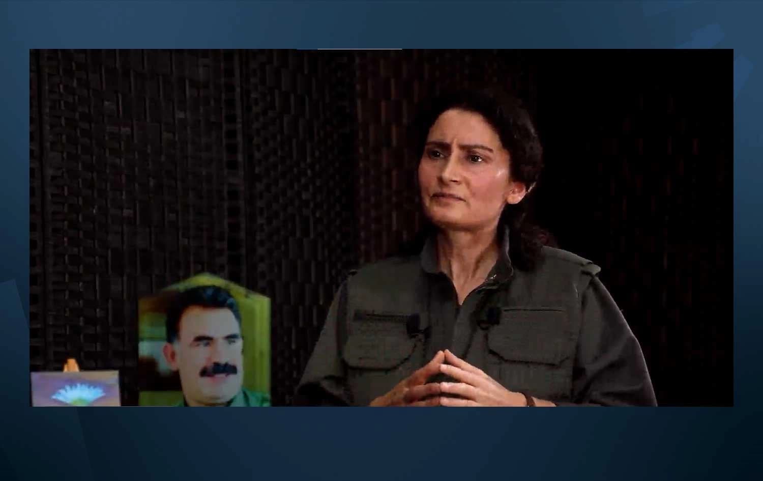 Bese Hozat, a senior commander of the PKK, speaking to PKK media on March 28, 2023. Photo: Medya Haber TV. 