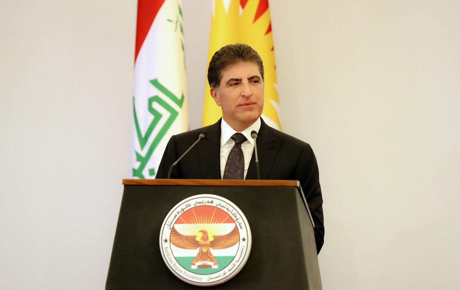 Kurdistan Region President Nechirvan Barzani attending  the inauguration ceremony of two Peshmerga infantry divisions on April 4, 2023. Photo: President Barzani's office
