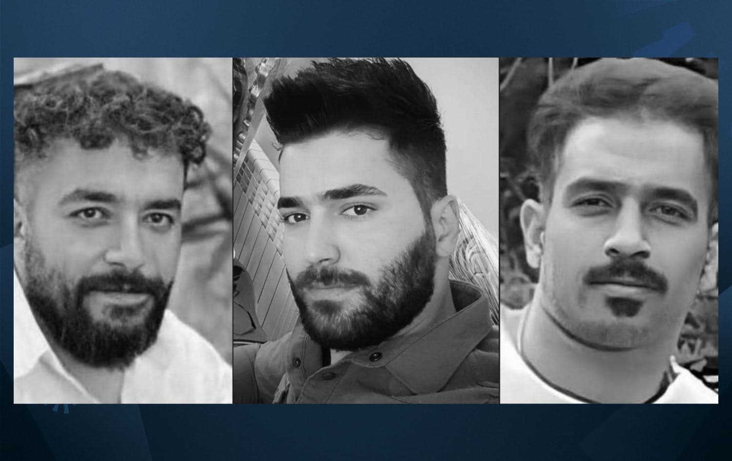 Saleh Mirhashemi (left), Majid Kazemi (center), and Saeed Yaghoubi (right). Photos: Amnesty international