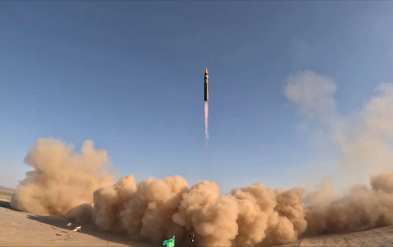 A handout picture provided by Iran's Defence Ministry on May 25, 2023, shows the testing of the fourth generation Khorramshahr ballistic missile, named Khaibar, at an undisclosed location. Photo: Iranian defence ministry/AFP